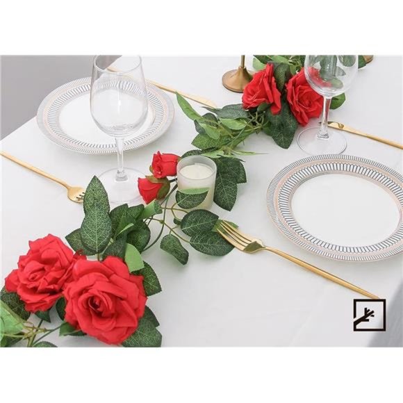 5Pcs 32.5FT Red Rose Garland for Decoration Fake Flower Vines Faux Artificial - Picture 5 of 7